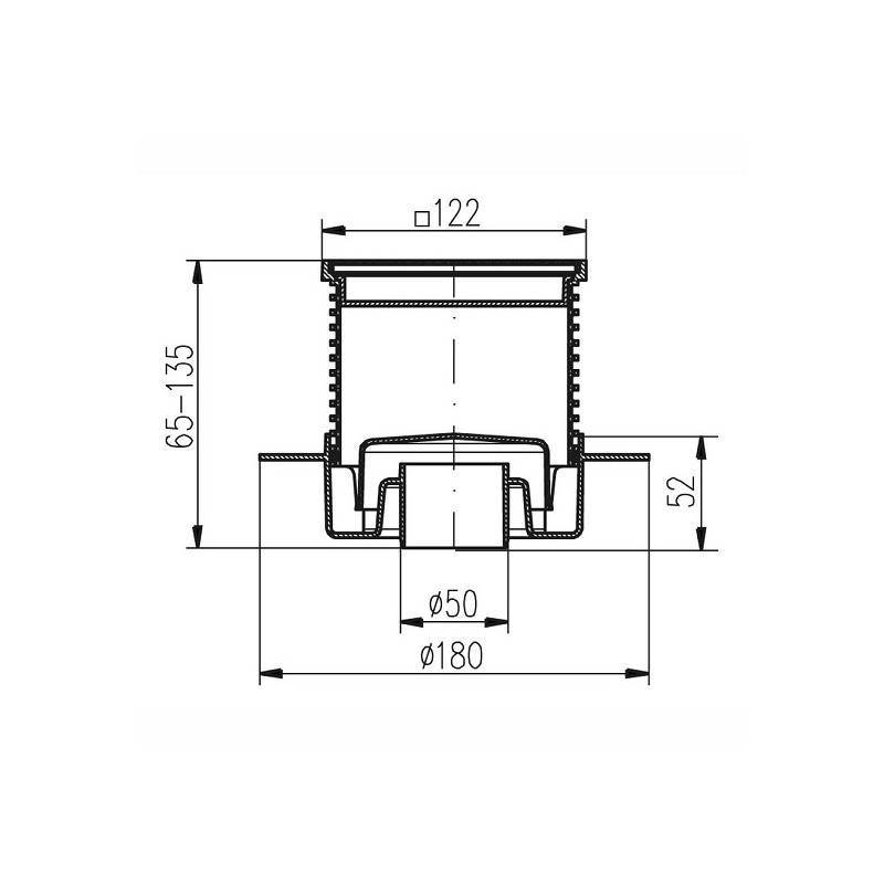 Vpusť podlahová Chuděj, DN 50, PV50N-PR2 spodní
