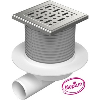 Podlahová vpusť 125 x 125 mm, mřížka nerez, spodní odtok d 50 mm, Chuděj L1 425 X L, L1PVB 50 X L