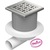 Podlahová vpusť 125 x 125 mm, mřížka nerez, spodní odtok d 50 mm, Chuděj L1 425 X L, L1PVB 50 X L