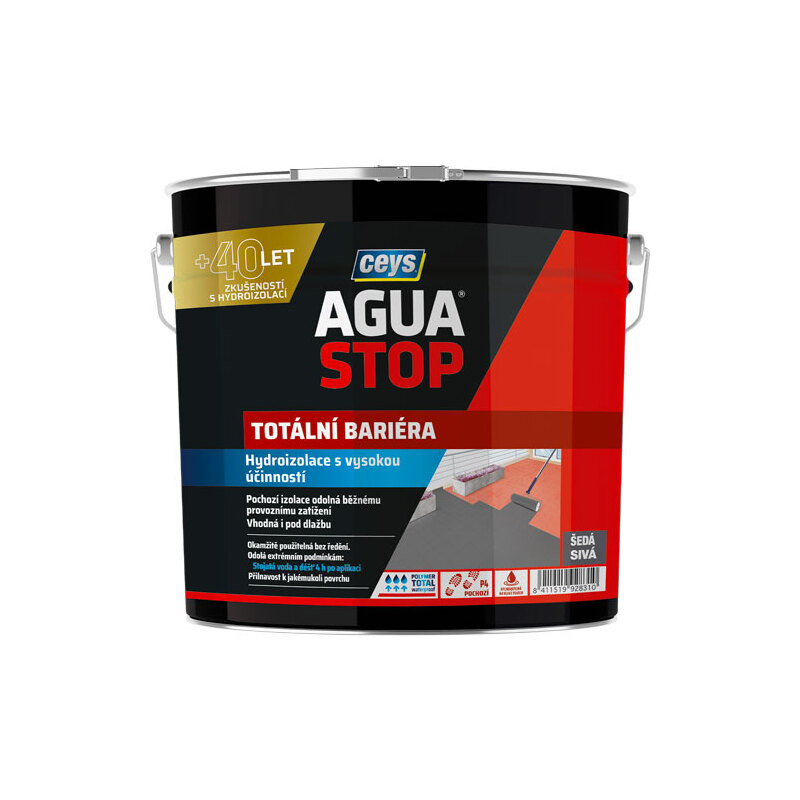 Hydroizolace AGUA STOP totální bariéra šedá 4 kg, Ceys 42902833