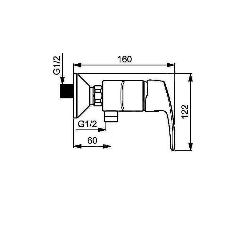 Sprchová baterie HANSAPINTO 150 mm, chrom, nástěnná, bez příslušenství, Hansa 45120163