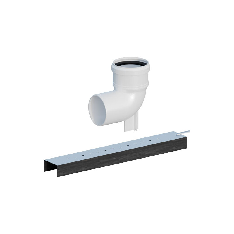 Patkové koleno odkouření 90° d 100, s vystřeďovací konzolou, PP, Ricom Gas 47100