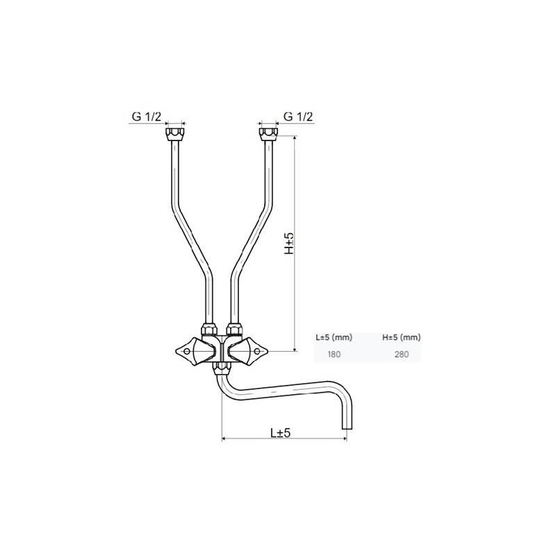 Dřezová, umyvadlová beztlaková baterie BE BOSA, chrom, nástěnná, Slovarm BE.1845.A