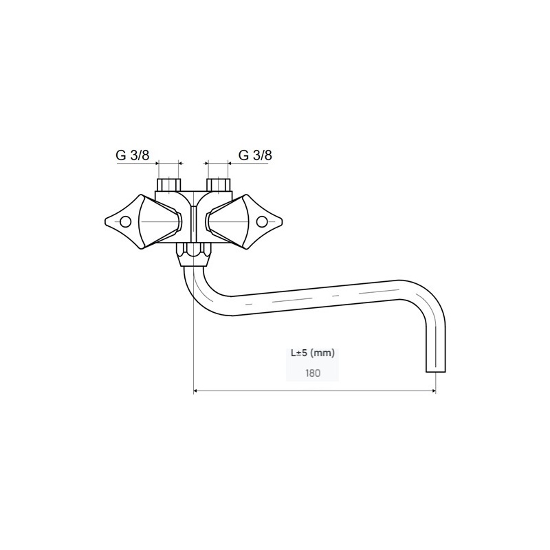 Umyvadlová beztlaková baterie BE BOSA, chrom, nástěnná, Slovarm BE.1845.A1