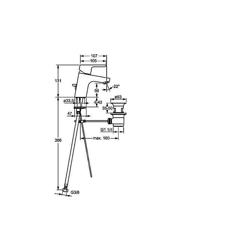 Umyvadlová baterie Primo, chrom, stojánková, Hansa 49402203