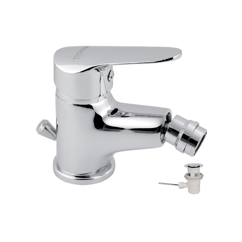 Bidetová baterie Titania Iris, chrom, stojánková, s výpustí, Novaservis 94411,0