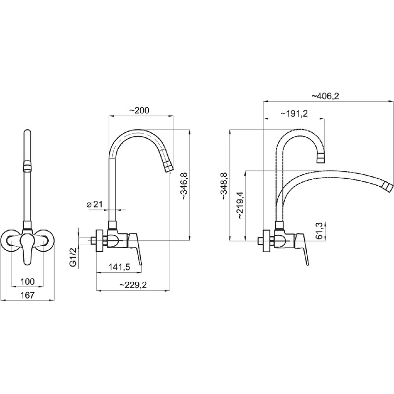 Dřezová baterie Ferro 100 mm, černá/chrom, nástěnná, Novaservis 94484,0C