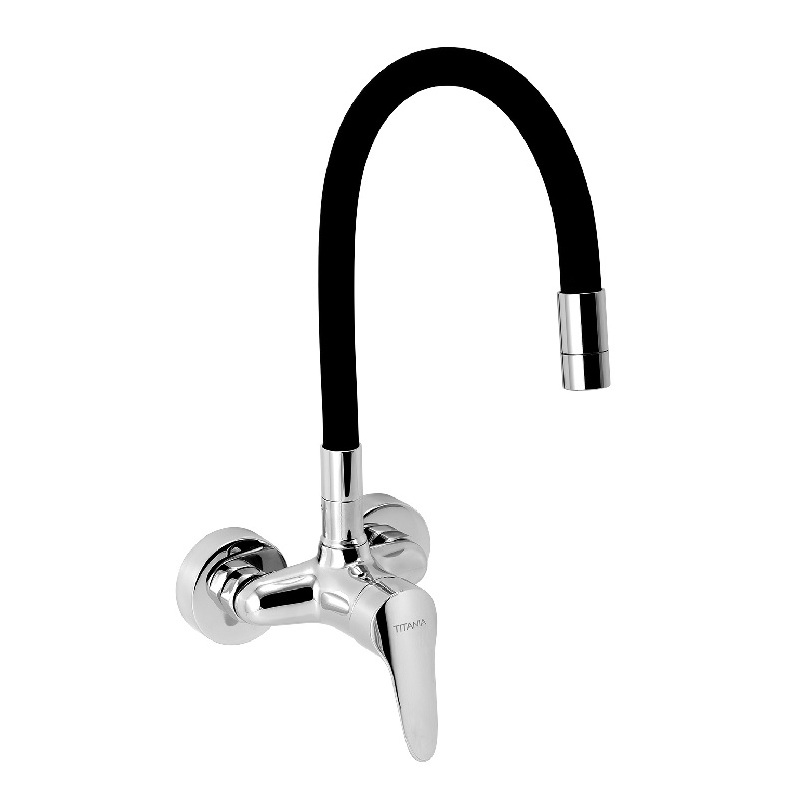 Dřezová baterie Ferro 100 mm, černá/chrom, nástěnná, Novaservis 94484,0C