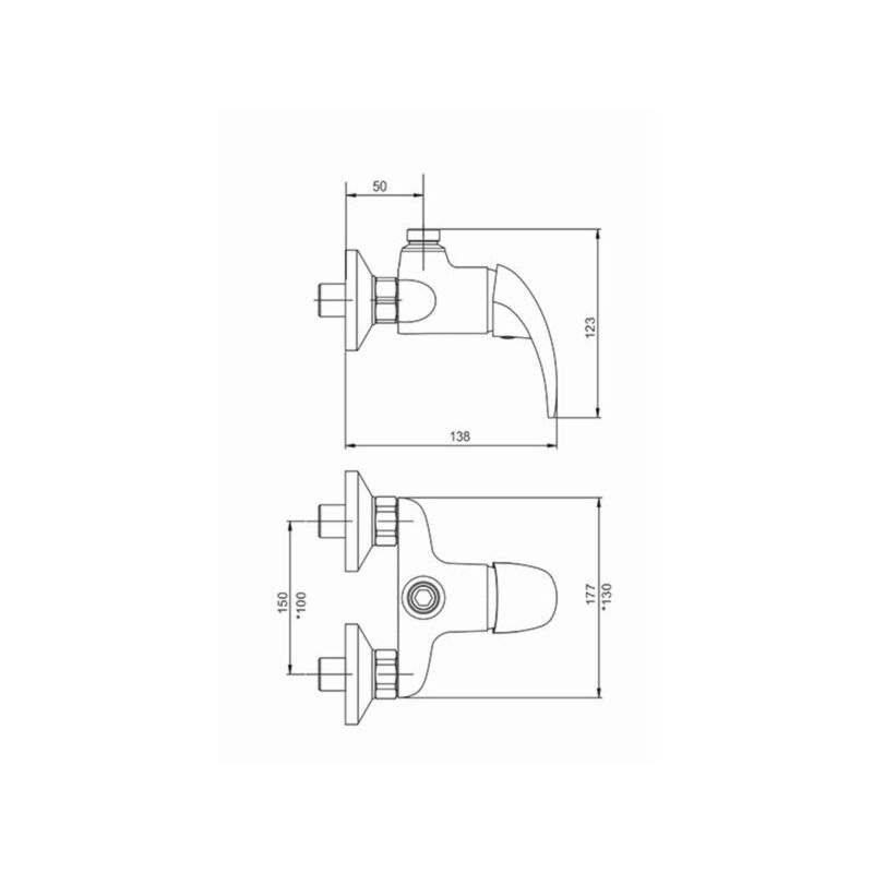 Sprchová baterie Metalia 55 150 mm, chrom, nástěnná, bez příslušenství, Novaservis 55062/1,0