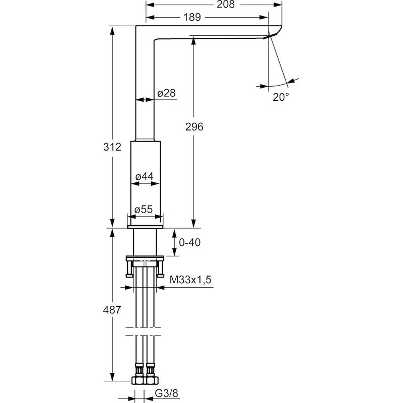 Dřezová baterie HANSALIGNA, chrom, stojánková, Hansa 55282203