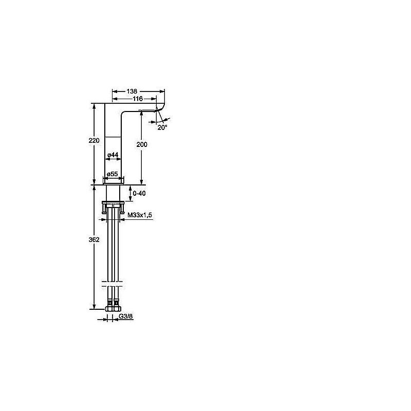 Umyvadlová baterie HANSALIGNA, chrom, stojánková, bez výpustě, Hansa 55352203