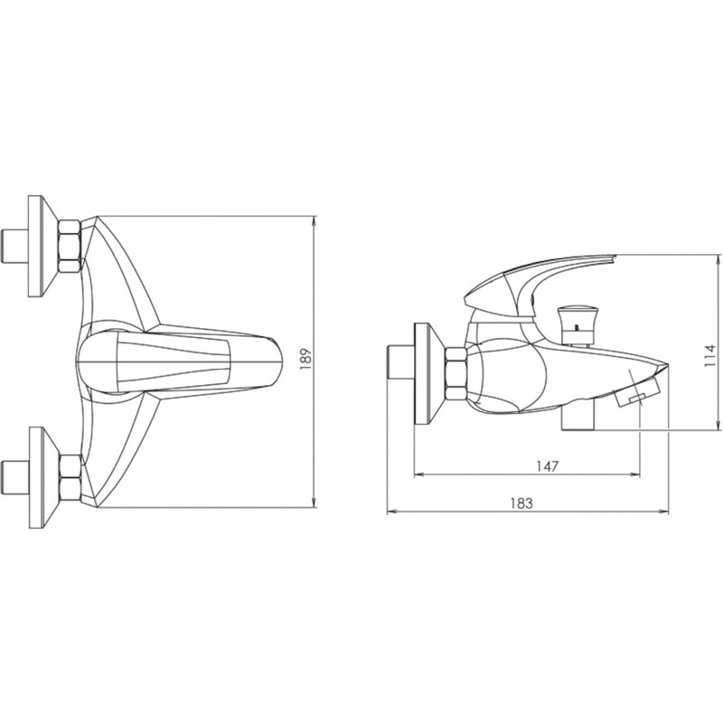 Vanová baterie Metalia 57 150 mm, chrom, nástěnná, s příslušenstvím, Novaservis 57020,0