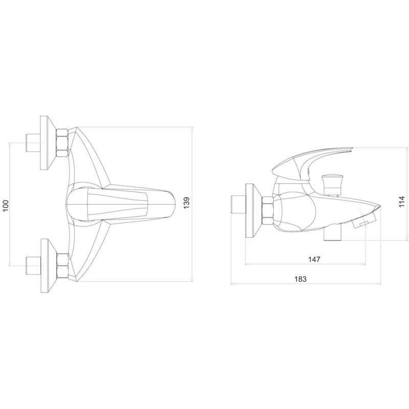 Vanová baterie Metalia 57 100 mm, chrom, nástěnná, s příslušenstvím, Novaservis 57024,0