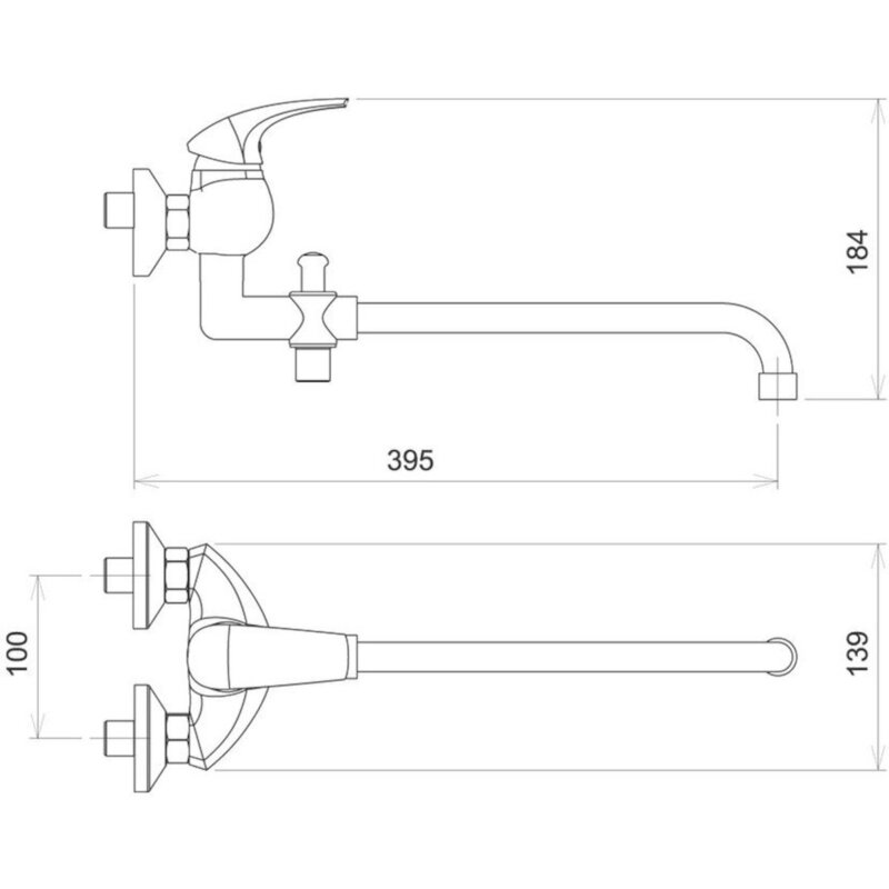 Umyvadlová paneláková baterie Metalia 57 100 mm, chrom, nástěnná, bez příslušenství, Novaservis 57037/1,0