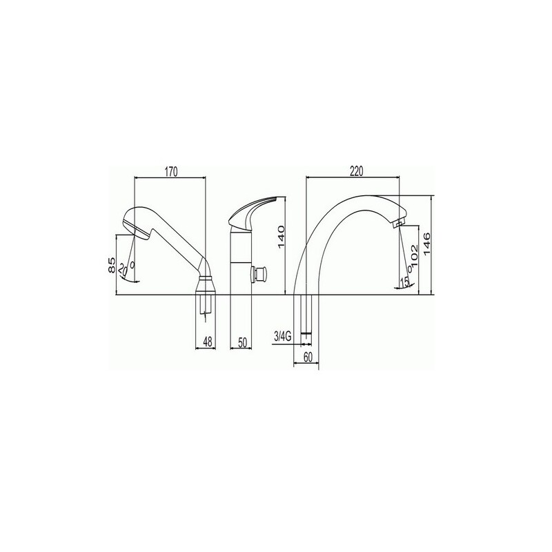 Vanová baterie Metalia 57, chrom, stojánková, bez příslušenství, Novaservis 57045/1,0