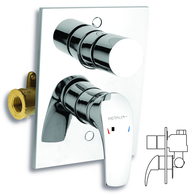 Sprchová baterie Metalia 57, chrom, podomítková, bez příslušenství, Novaservis 57050R,0
