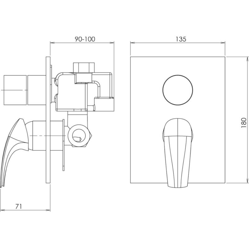 Sprchová baterie Metalia 57, chrom, podomítková, bez příslušenství, Novaservis 57050R,0