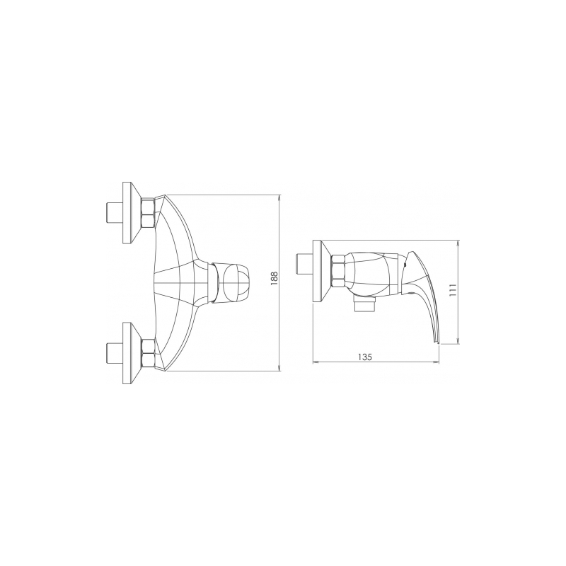 Sprchová baterie Metalia 57 150 mm, chrom, nástěnná, s příslušenstvím, Novaservis 57060,0