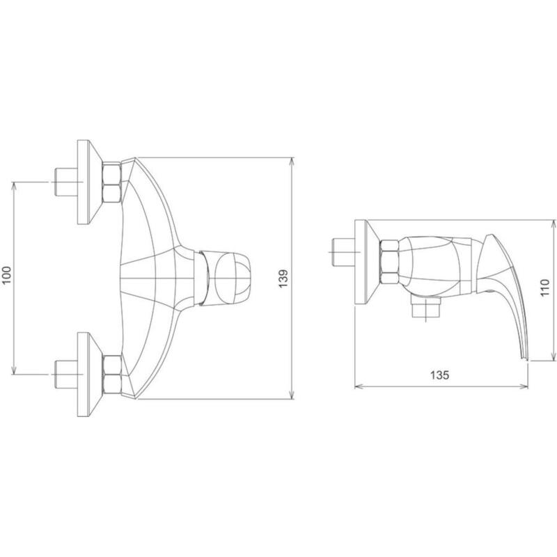Sprchová baterie Metalia 57 100 mm, chrom, nástěnná, bez příslušenství, Novaservis 57065/1,0