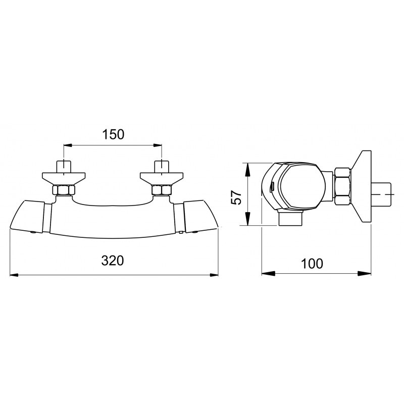 Sprchová baterie Metalia 57 150 mm, chrom, nástěnná, termostatická, bez příslušenství, Novaservis 57960/1,0