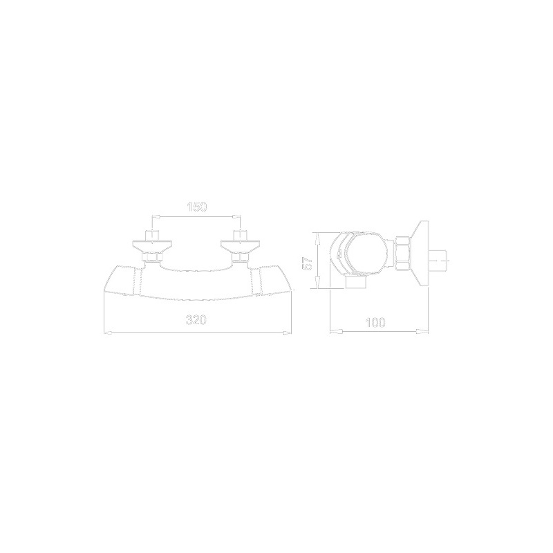 Sprchová baterie Metalia Eco+ 150 mm, chrom, nástěnná, termostatická, s příslušenstvím, Novaservis 57961,0E