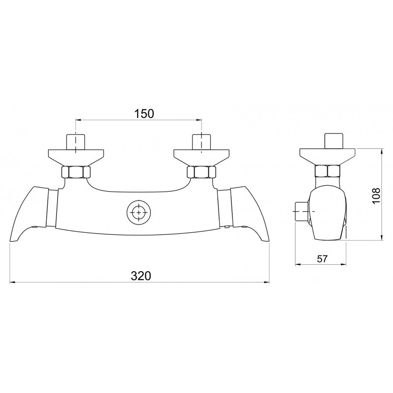 Sprchová baterie Metalia 57 150 mm, chrom, nástěnná, termostatická, bez příslušenství, Novaservis 57962/1,0