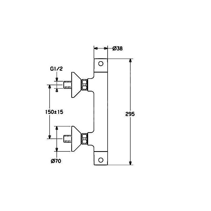 Sprchová baterie HANSAUNITA 150 mm, chrom, nástěnná, termostatická, bez příslušenství, Hansa 58130101