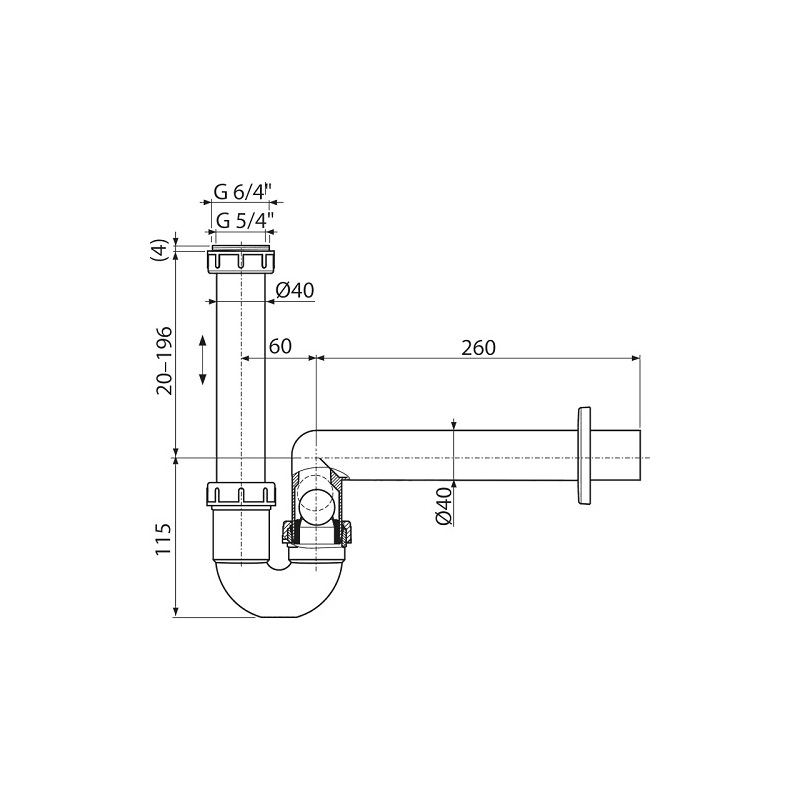 Sifon pro odkapávací kondenzát AKS3 G 5/4, G 6/4, odpad 40 mm, bílý, Alcadrain AKS3
