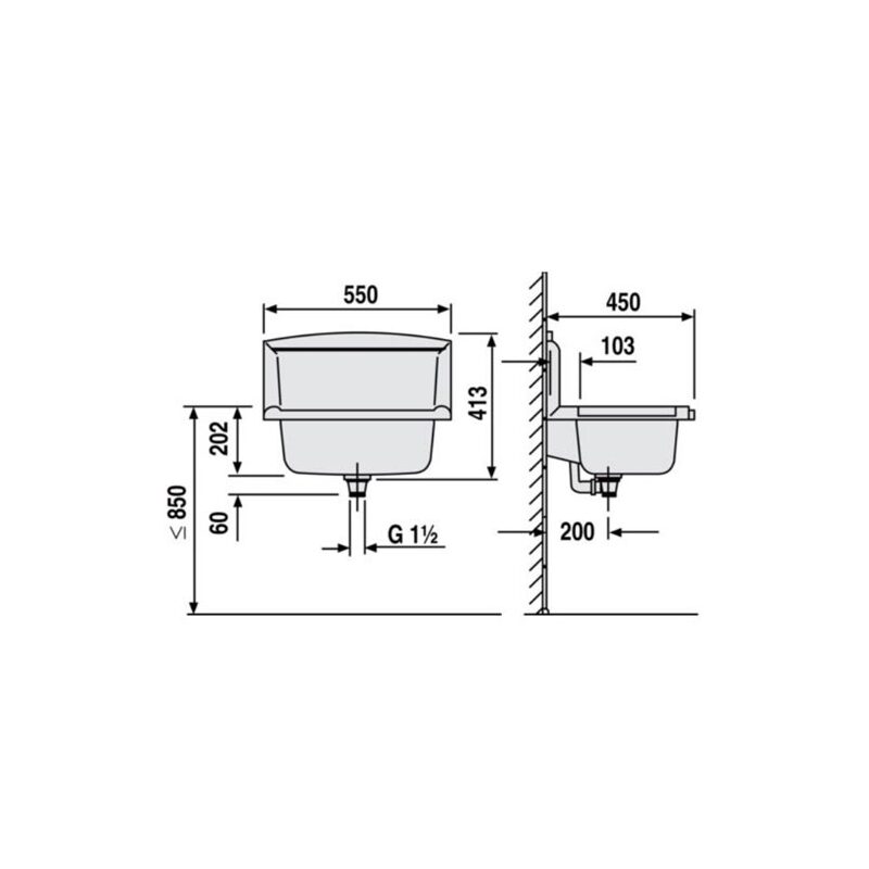 Nástěnná výlevka 55x45 cm, Multiset, plast, s přepadem, bílá, Sanit 60005010099