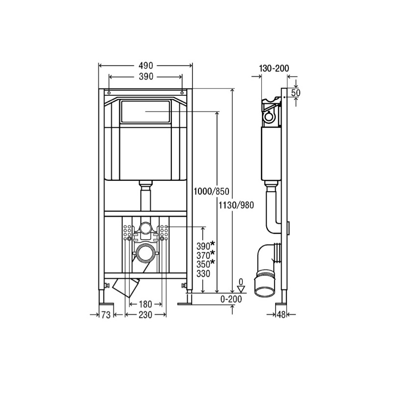 Instalační modul Eco Plus pro závěsné WC, výška 1130 mm, do sádrokartonu, Viega 606664