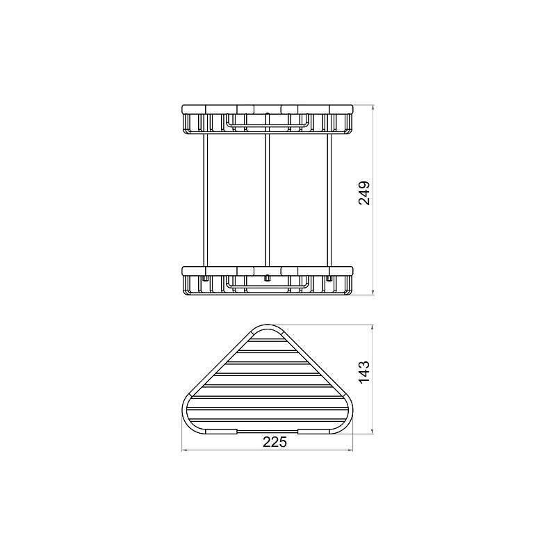 Polička dvojitá rohová Metalia Drátěný program, chrom, Novaservis, 6071,0