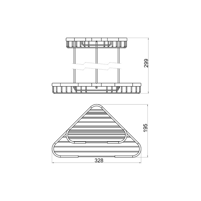 Polička dvojitá rohová Drátěný program, chrom, Novaservis, 6072,0