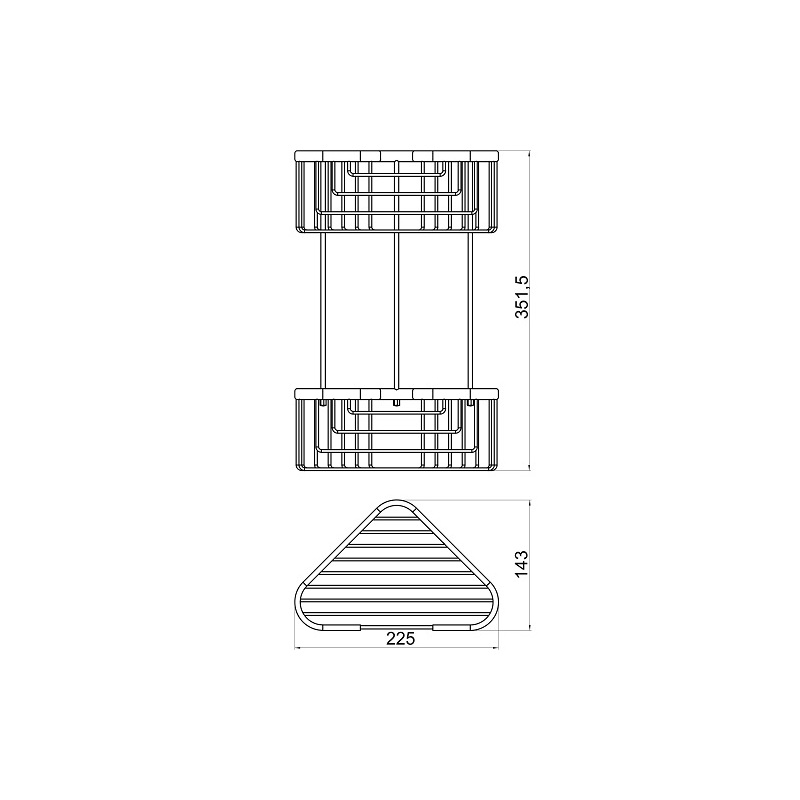 Polička dvojitá rohová Metalia Drátěný program, chrom, Novaservis, 6078,0