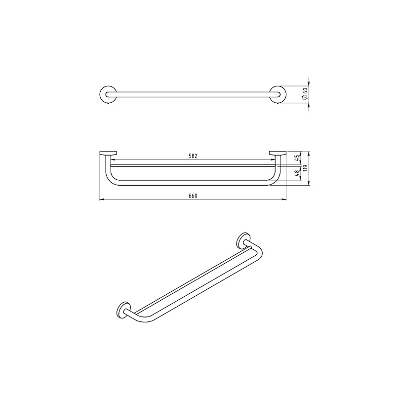 Držák ručníků dvojitý Metalia 1,chrom, Novaservis, 6125,0