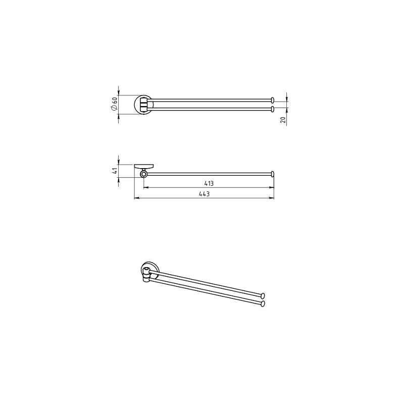 Držák ručníků dvouramenný Metalia 1, chrom, Novaservis, 6129,0