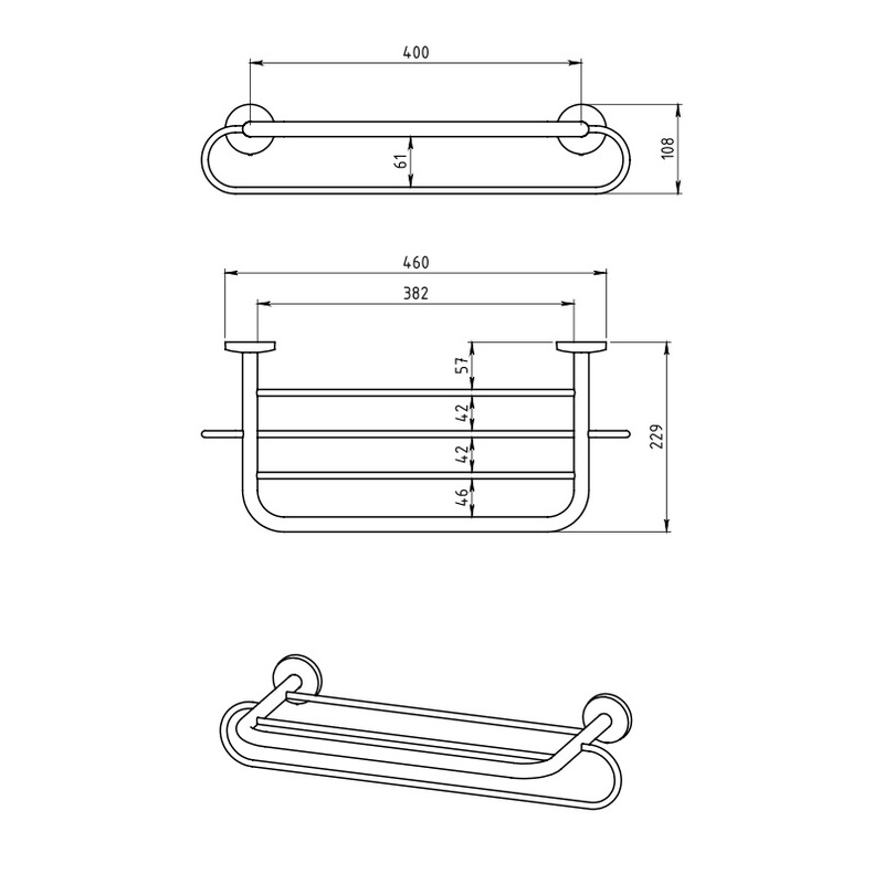 Držák ručníků Metalia 1 se závěsem, chrom, Novaservis, 6145,0