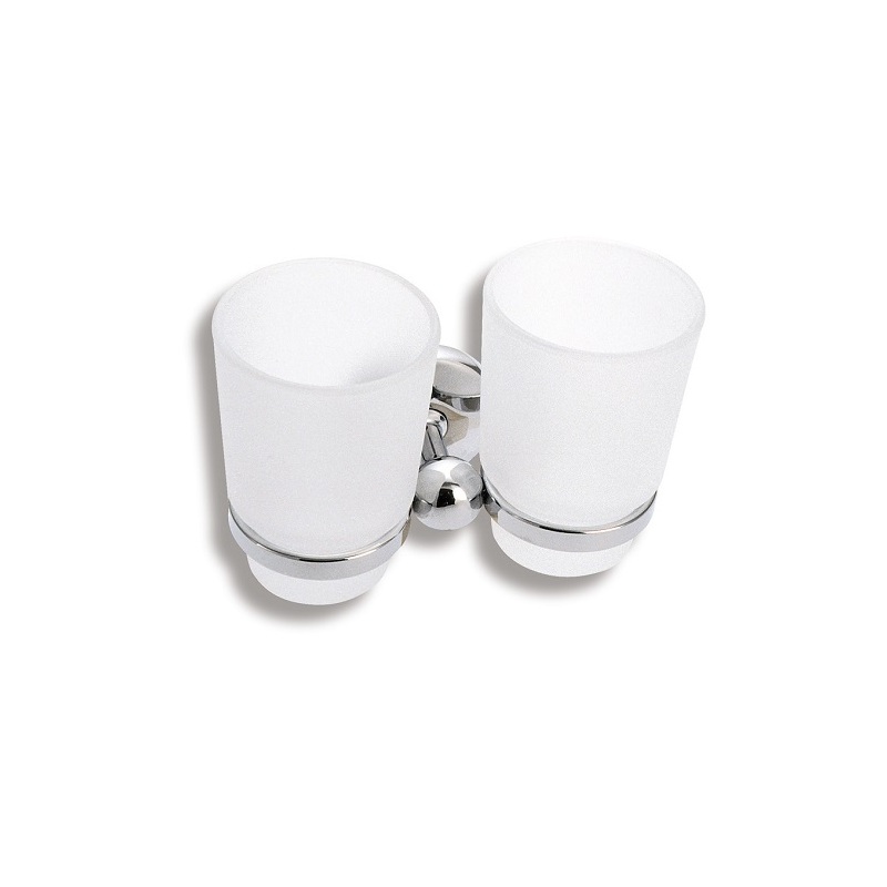 Držák kartáčků a pasty dvojitý Metalia 1, sklo/chrom, Novaservis, 6157,0