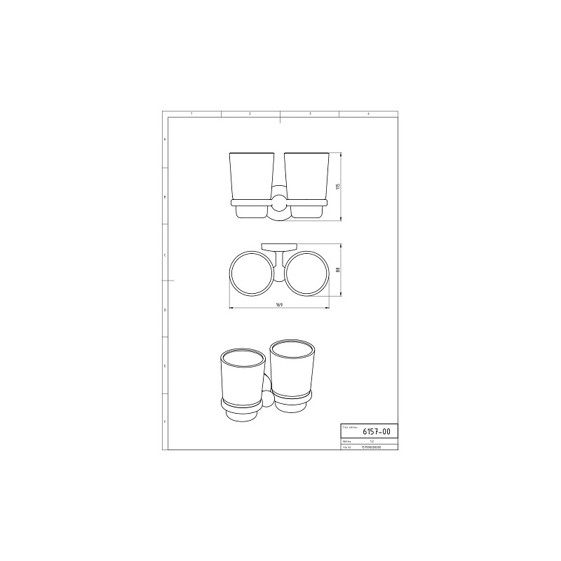Držák kartáčků a pasty dvojitý Metalia 1, sklo/chrom, Novaservis, 6157,0