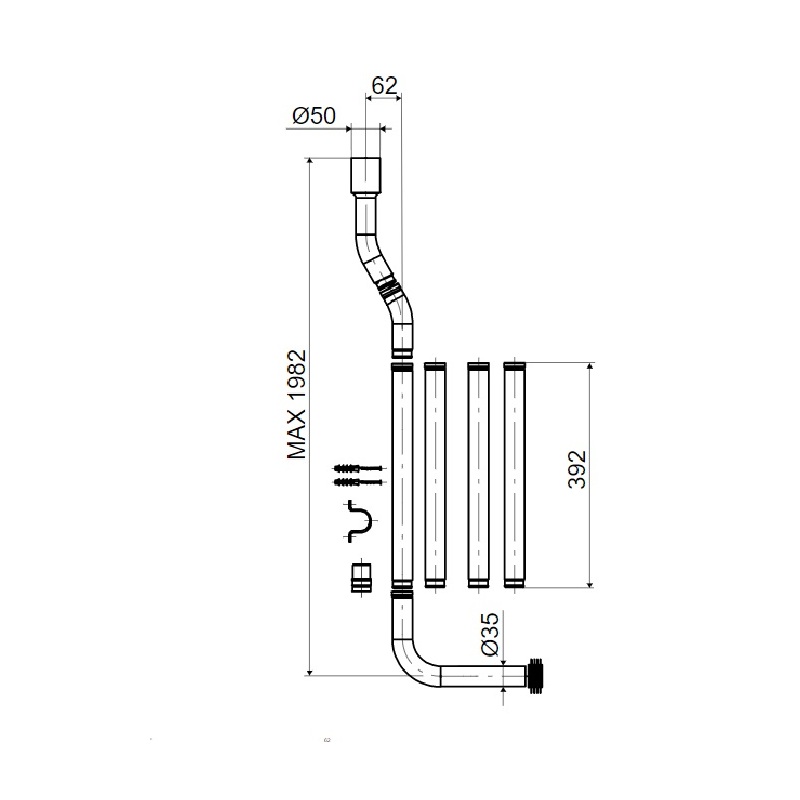 Splachovací trubka T-2454/I pro nádržky T-2454, Slovarm 620766
