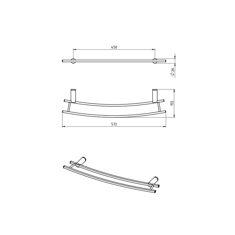 Držák ručníků dvojitý Metalia 2 na otopný žebřík, chrom, Novaservis, 6225/1,0