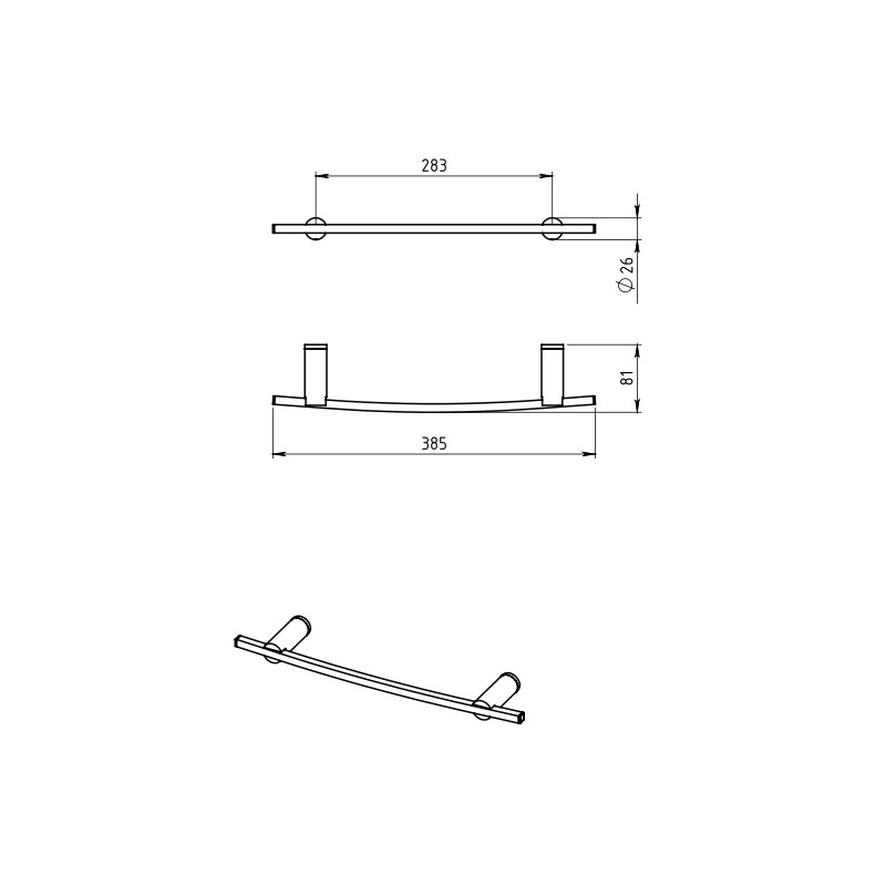 Držák ručníků Metalia 2 na otopný žebřík, chrom, Novaservis, 6226/1,0