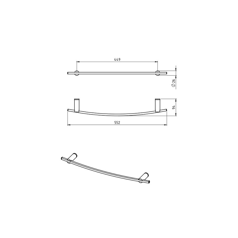 Držák ručníků Metalia 2 na otopný žebřík, chrom, Novaservis, 6227/1,0