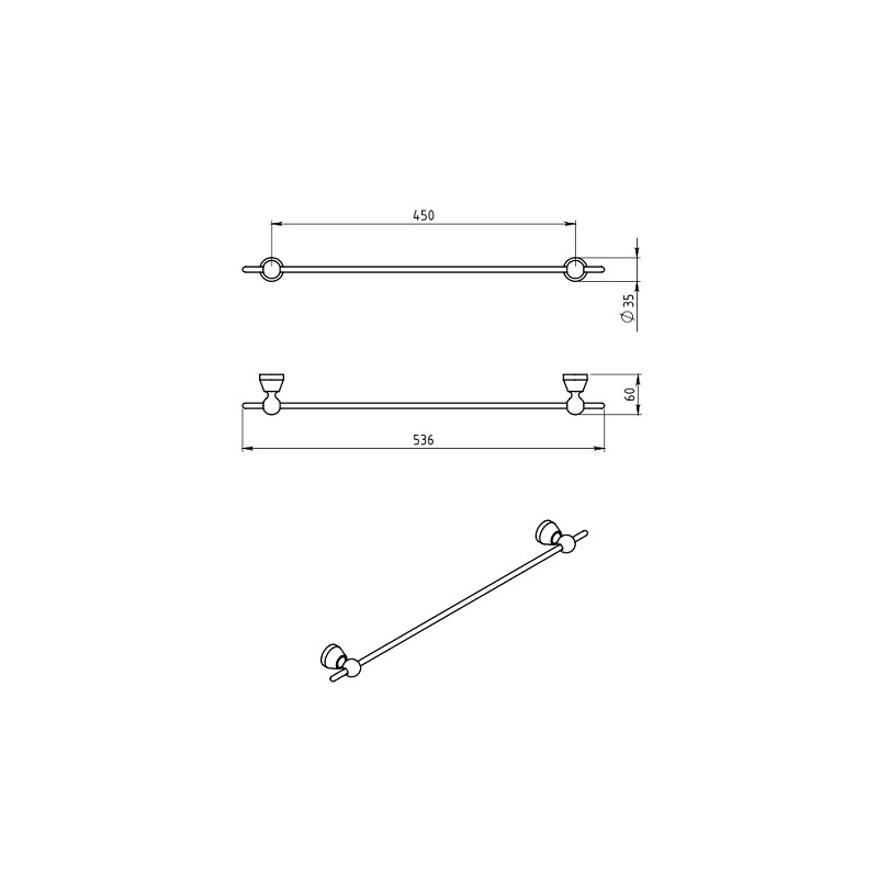 Držák ručníků Metalia 3, chrom, Novaservis, 6327,0
