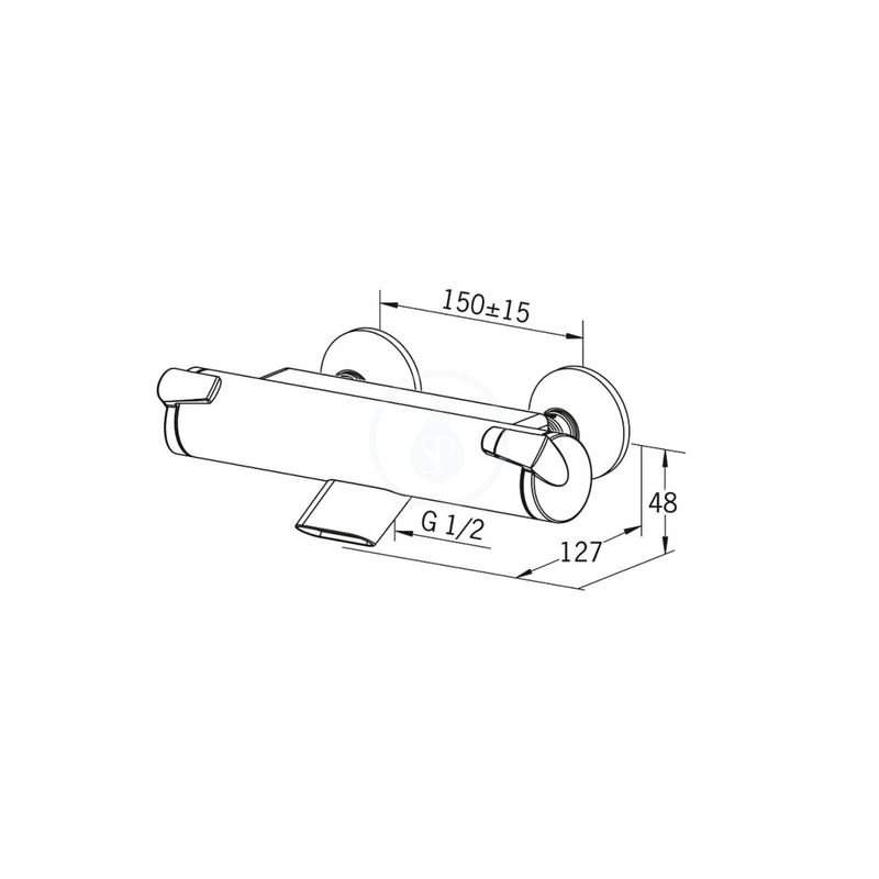 Vanová baterie Fit 150 mm, chrom, nástěnná, termostatická, bez příslušenství, Hansa 65132101