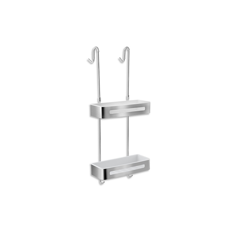 Polička dvojitá závěsná Bílá/chrom, nerez, Novaservis, 65575,4