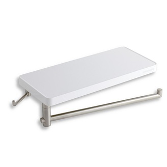 Polička s držákem na ručník Bílá/chrom s háčkem, plast, Novaservis, 65582,1