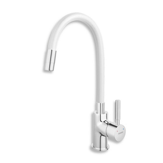 Dřezová baterie Ferro, bílá-chrom, stojánková, Novaservis 70710,0B