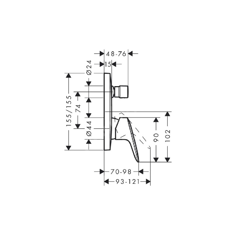 Vanová baterie Logis, chrom, podomítková, bez příslušenství, Hansgrohe 71405000