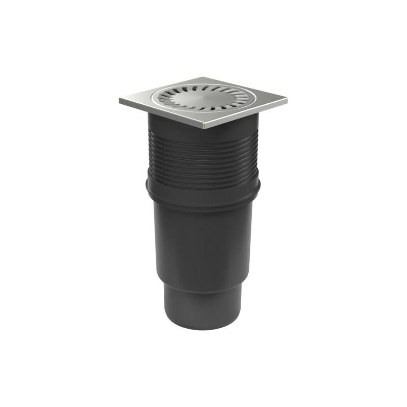 Kanalizační vpusť se spodní odtokem 110 mm, suchá klapka, mřížka nerezová 150x150 mm, Chuděj 727 S N, KVS 110 S N