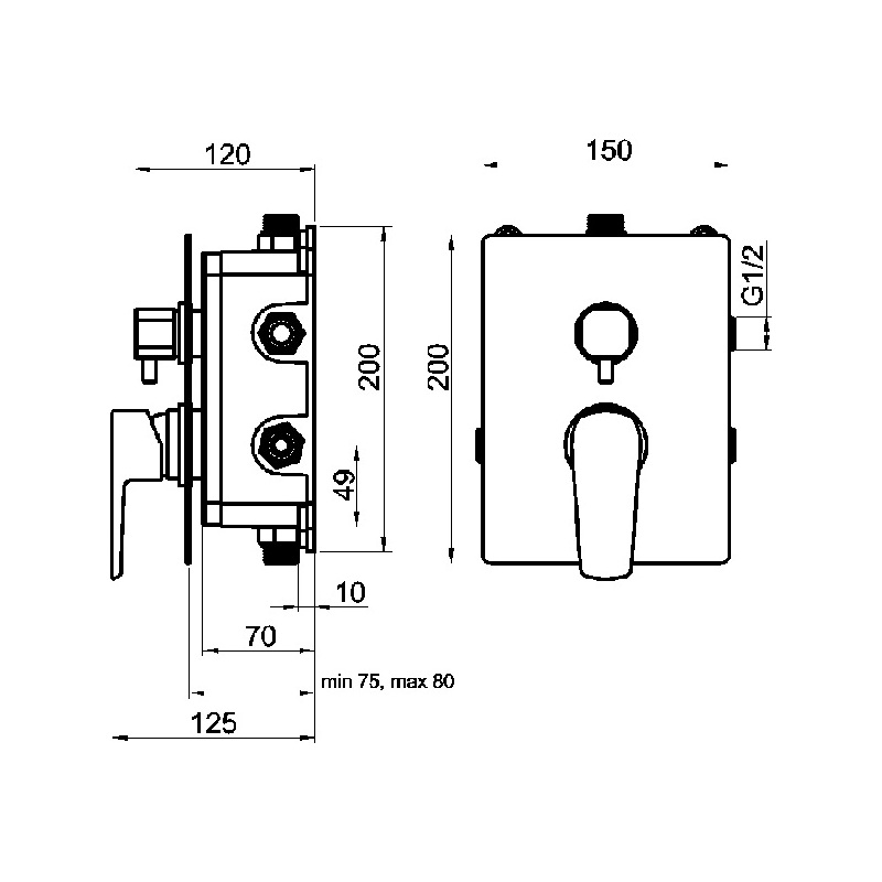 Sprchová/vanová baterie Metalia 58, chrom, podomítková, bez příslušenství, Novaservis BOX58051RX,0